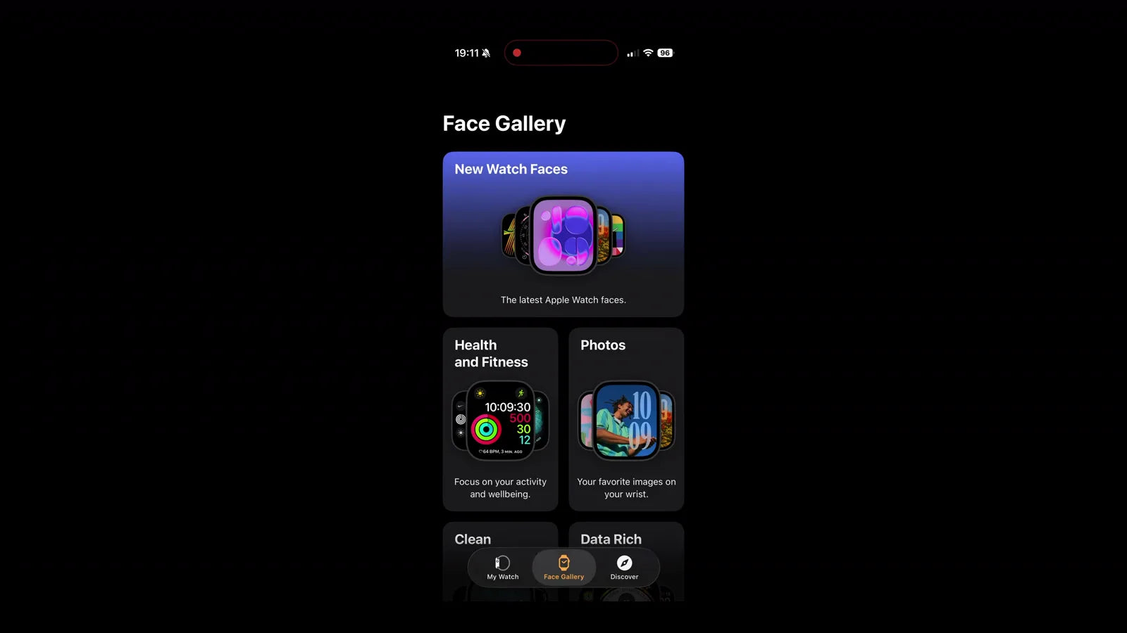 Apple Watch Face Gallery displayed on an iPhone during Brian's setup